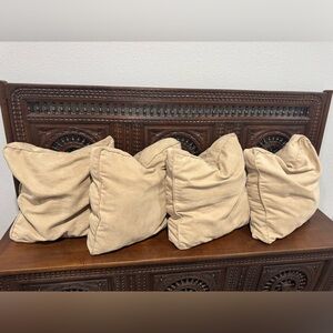 Set of 4 Beige Throw Pillows